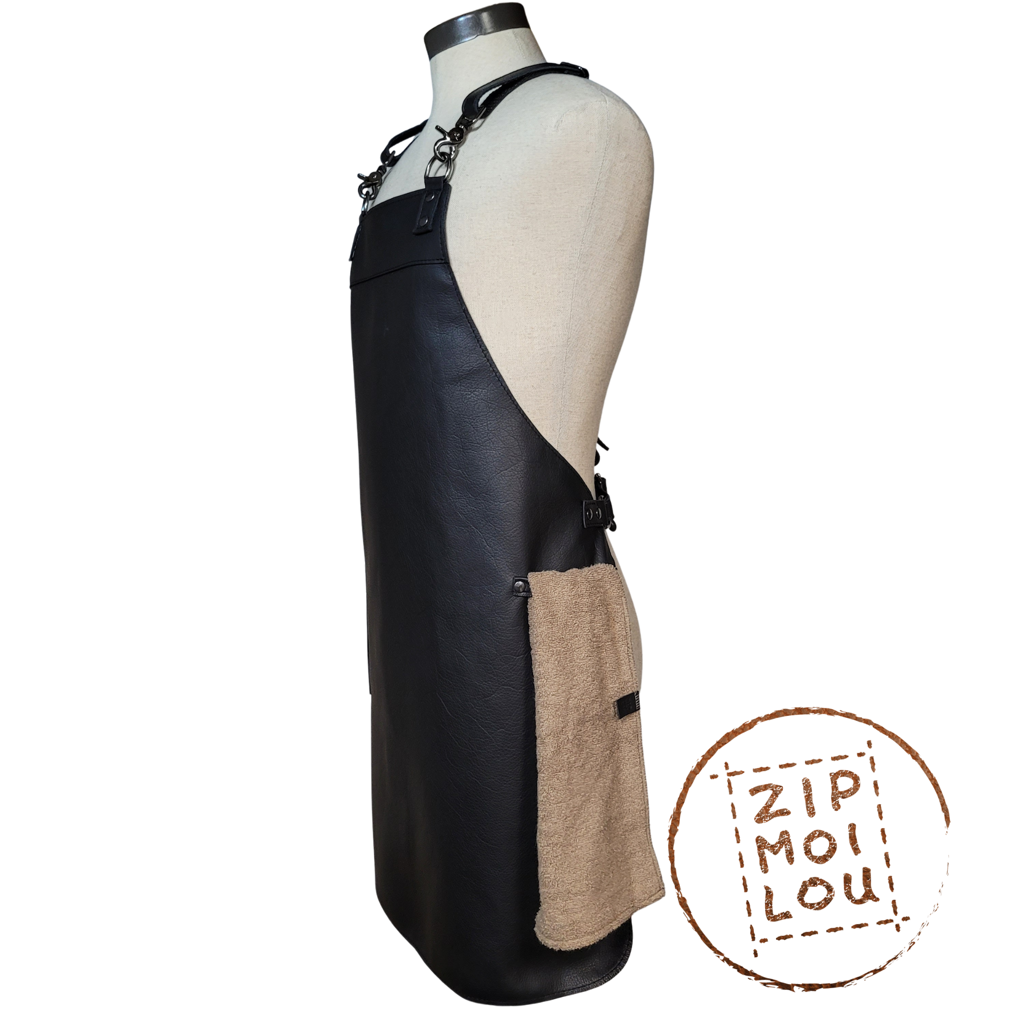 tablier de cuir noir-minimaliste