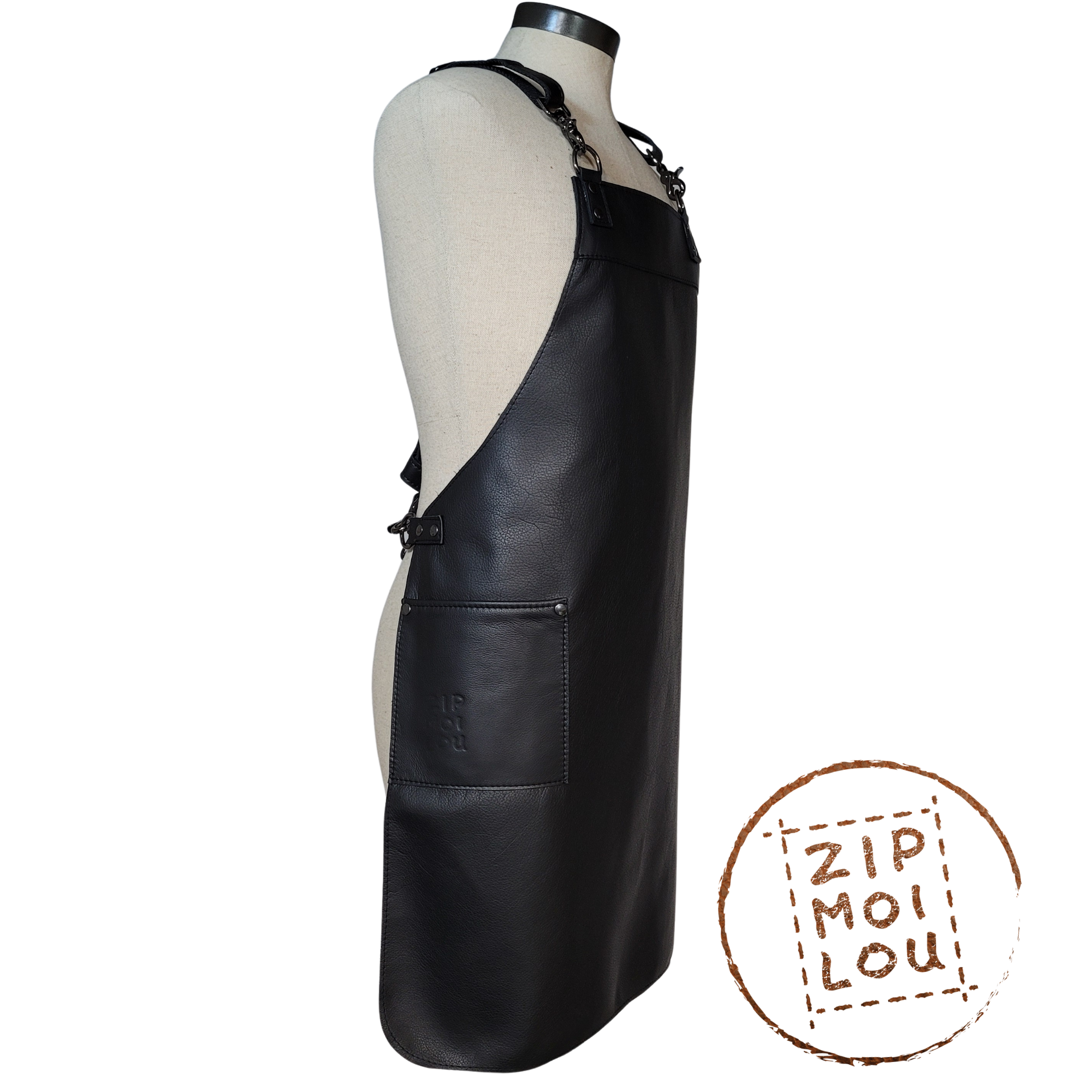tablier de cuir noir-minimaliste