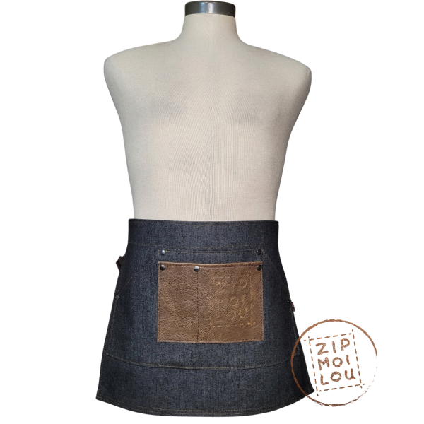 demi-tablier de denim et de cuir
